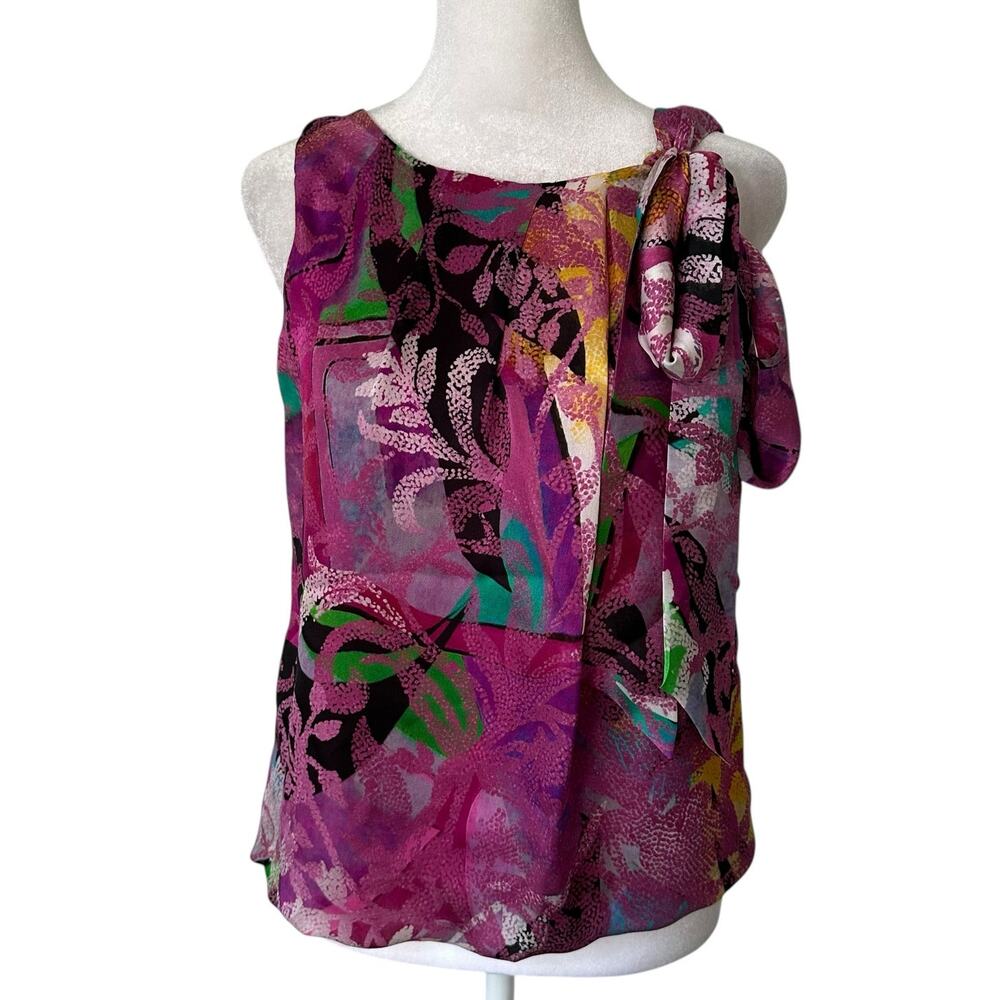 MaxMara magenta multicolor sleeveless silk top size 4